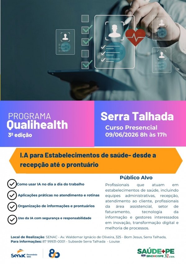 Imagem do evento Serra Talhada - IA para Estabelecimentos de Saúde: da Recepção ao Prontuário