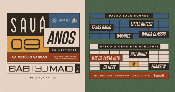 Imagem do evento Savá 9 anos na Av. Getúlio Vargas (Savassi) - 30 de maio [Evento Gratuito]