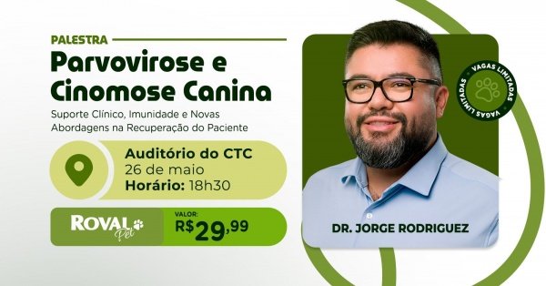 Imagem do evento Masterclass: Parvovirose e Cinomose Canina: Suporte Clínico, Imunidade e Novas Abordagens