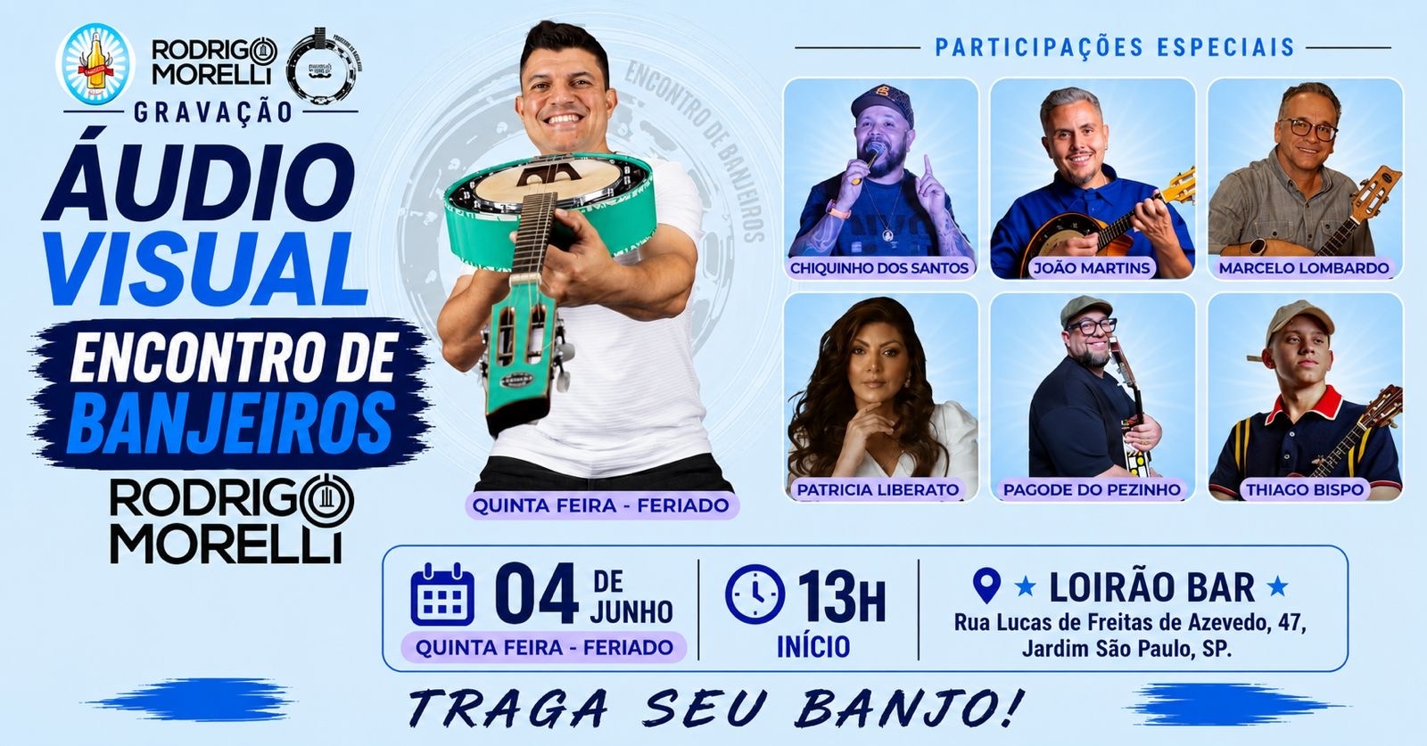 Gravação Áudio Visual Encontro de Banjeiros Rodrigo Morelli - São Paulo, SP