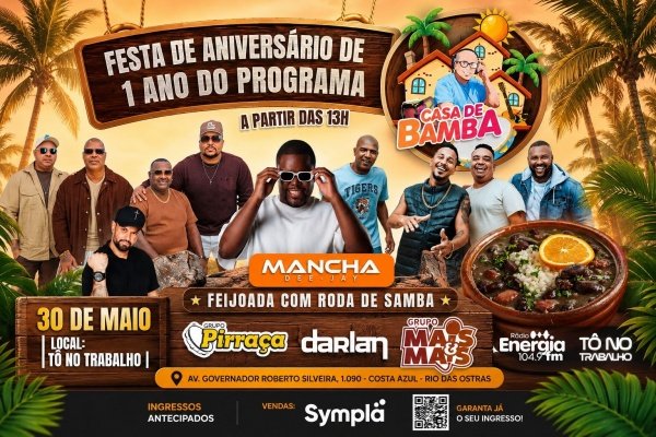 Imagem do evento Feijoada Casa de Bamba (01 Ano de Programa | 30MAI (SAB) | Tô no Trabalho (Éden)