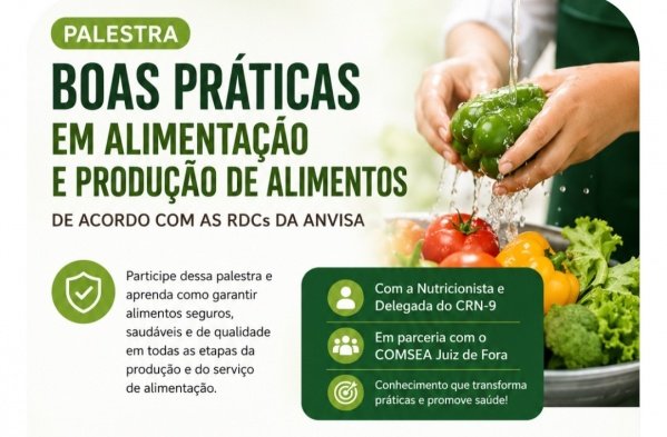 Imagem do evento PALESTRA BOAS PRÁTICAS EM PRODUÇÃO DE ALIMENTOS - COMSEA JF