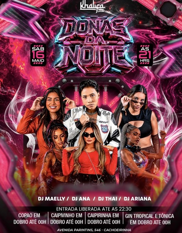 Imagem do evento Donas da noite - Sábado 16/05