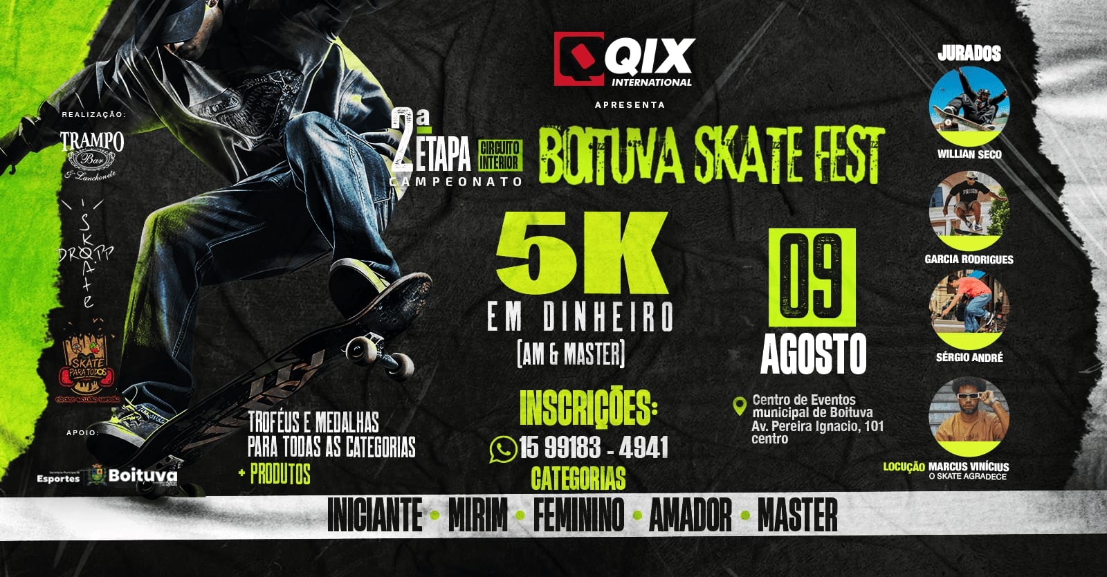 BOITUVA SKATE FEST INSCRIÇOES ATLETAS