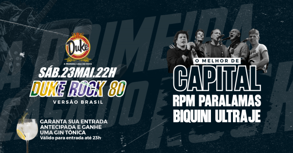 Imagem do evento Duke Pub - Duke Rock 80 - Sábado - 23/05