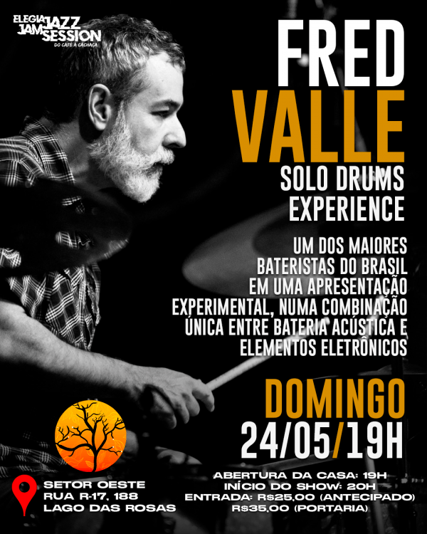 Imagem do evento Fred Valle - Solo Drums Experience - Elegia Café - 24/05 (Domingo)