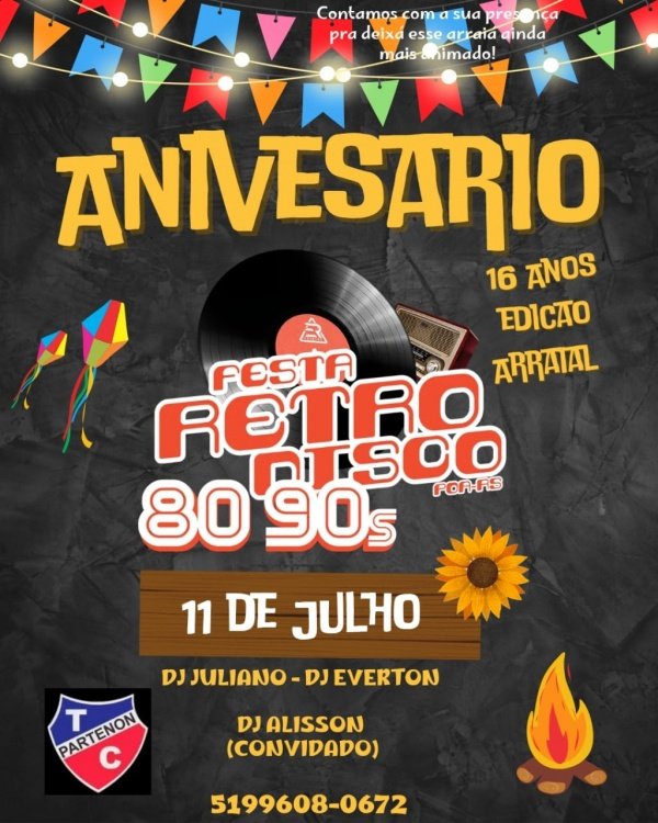 Imagem do evento Retrodisco 16 Anos - Edição Arraial