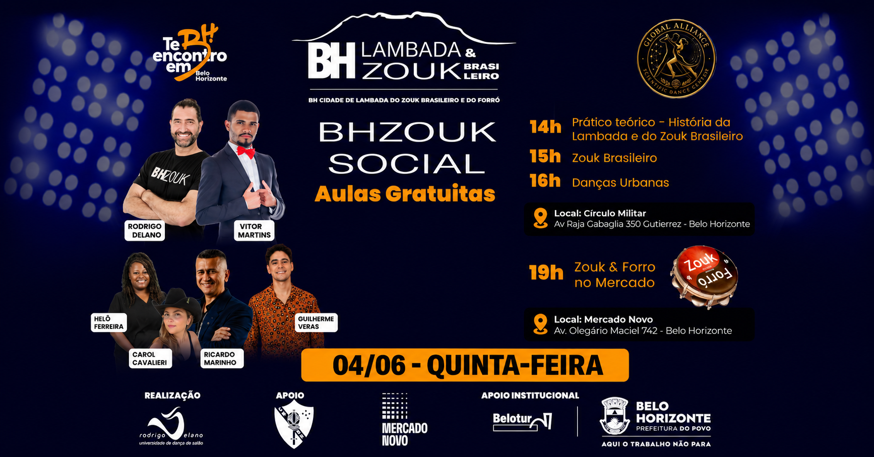 BH Zouk Social - 4 e 5 de junho 2026 - Aulas festas gratuitas!!!! - Belo Horizonte, MG