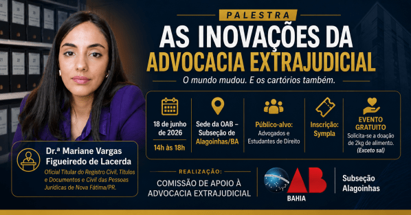Imagem do evento PALESTRA: As Inovações da Advocacia Extrajudicial. O mundo mudou e os cartórios também.