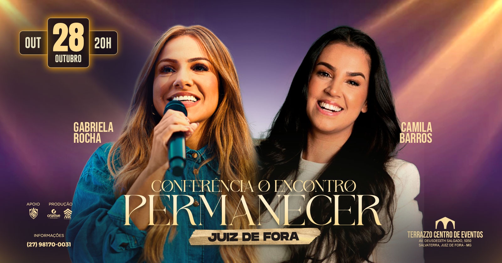 Gabriela Rocha e Camila Barros em Juiz de fora 2026 - Conferência o Encontro Permanecer