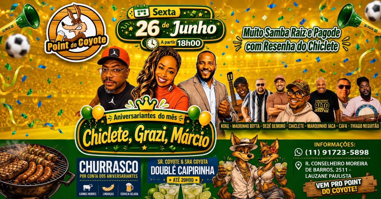 Aniversariantes do mês Chiclete, Grazy. Márcio - São Paulo, SP