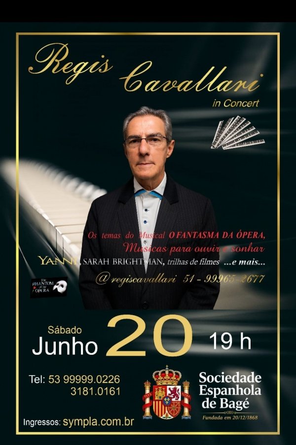 Imagem do evento REGIS CAVALLARI  in  CONCERT  -  SOCIEDADE  ESPANHOLA  DE  BAGÉ
