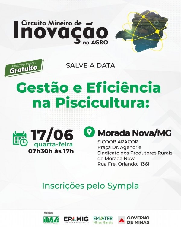 Imagem do evento CIRCUITO MINEIRO DE INOVAÇÃO TECNOLÓGICA PARA O AGRO - MORADA NOVA