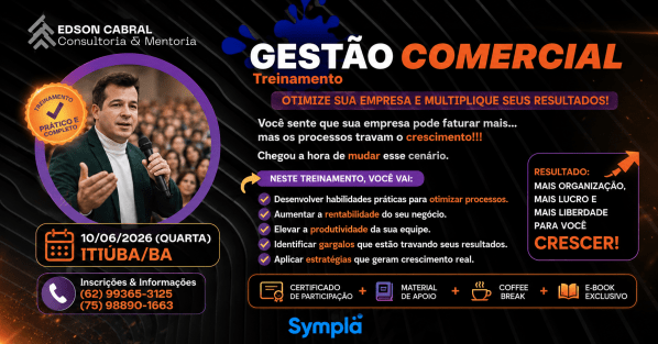 Imagem do evento GESTÃO COMERCIAL - IMPACTANDO NEGÓCIOS.