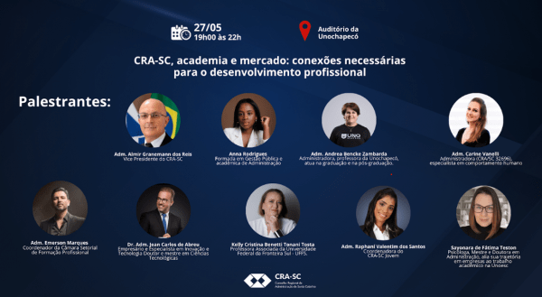 Imagem do evento CRA-SC, Academia e Mercado: Conexões necessárias para o desenvolvimento profissional.