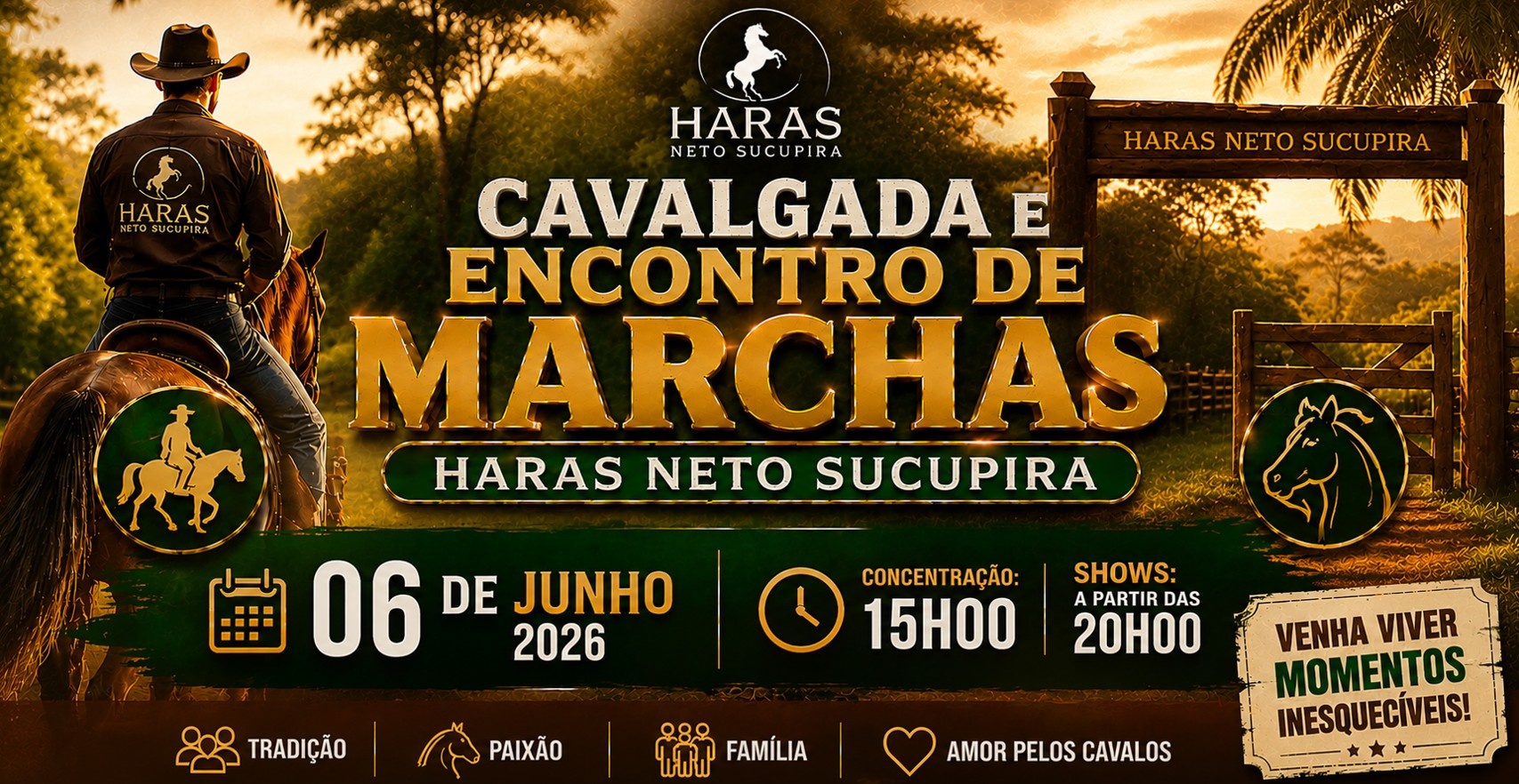 Cavalgada Haras Neto Sucupira 2026 + Shows ao Vivo - Sabará, MG