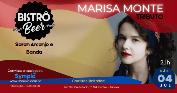Imagem do evento Sarah Arcanjo canta Marisa Monte - Bistrô Beer