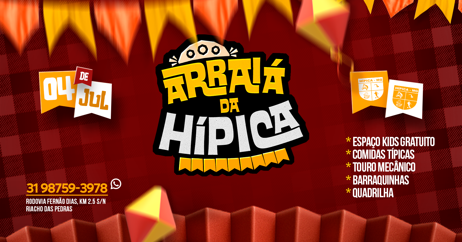 ARRAIÁ DA HÍPICA | 04/07 |18H - Contagem, MG