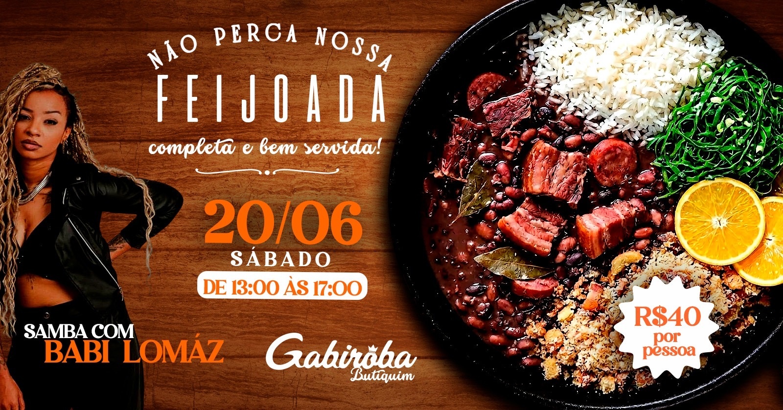20/06 (Sábado) FEIJOADA DO GABIROBA - Belo Horizonte, MG