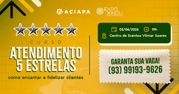 Imagem do evento ATENDIMENTO 5 ESTRELAS: COMO ENCANTAR E FIDELIZAR CLIENTES