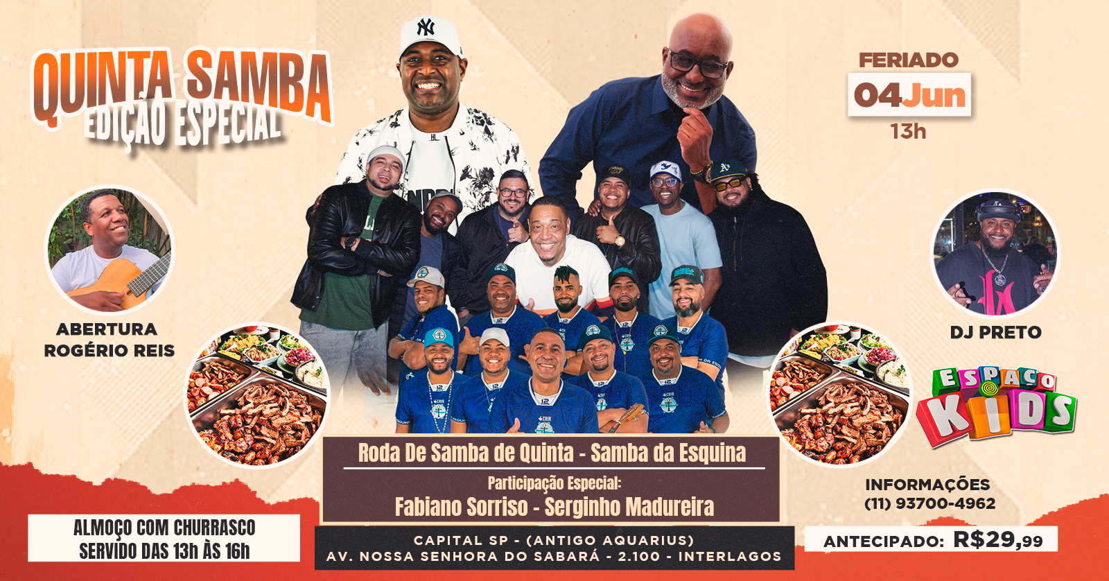 QUINTA SAMBA ESPECIAL - ALMOÇO COM CHURRASCO - São Paulo, SP