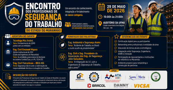 Imagem do evento ENCONTRO DOS PROFISSIONAIS DE SEGURANÇA DO TRABALHO DO ESTADO DO MARANHÃO