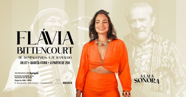 Imagem do evento FLÁVIA BITTENCOURT NO ALMA CAMPINAS | 08.07
