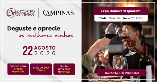 Imagem do evento Encontro de Vinhos Campinas - Agosto