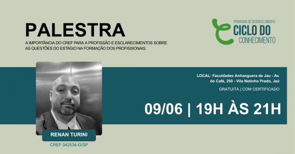 Imagem do evento A importância do CREF para a profissão e esclarecimentos sobre as questões do estágio na formação