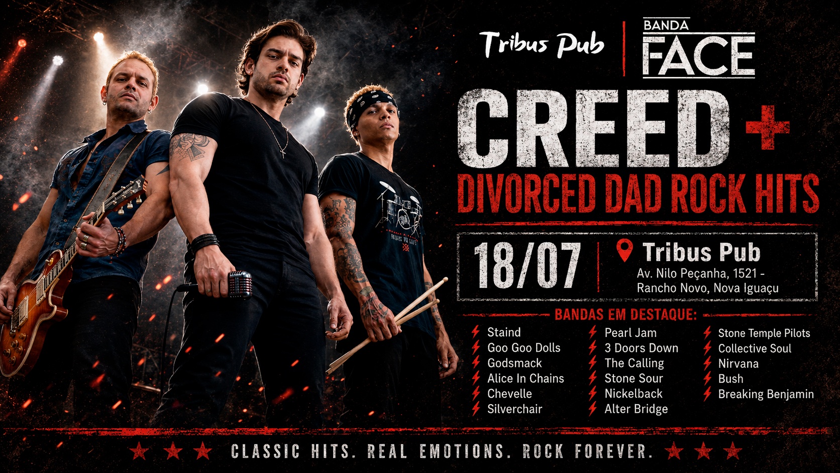 Banda Face no Tribus Pub  Creed + Divorced Dad Rock Hits - Nova Iguaçu, RJ