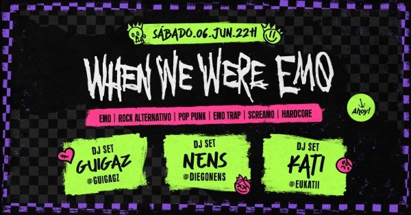 Imagem do evento WHEN WE WERE EMO no Ahoy! Tavern Club