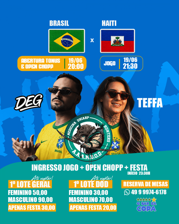 Imagem do evento BRASIL X HAITI + FESTA DOD 19/06