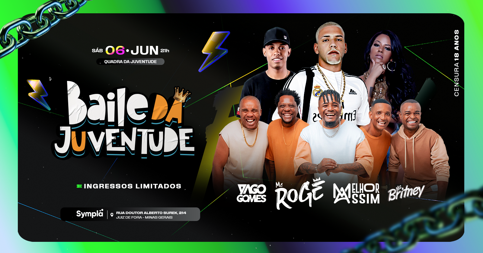BAILE DA JUVENTUDE / 06 JUNHO 21H - Juiz de Fora, MG