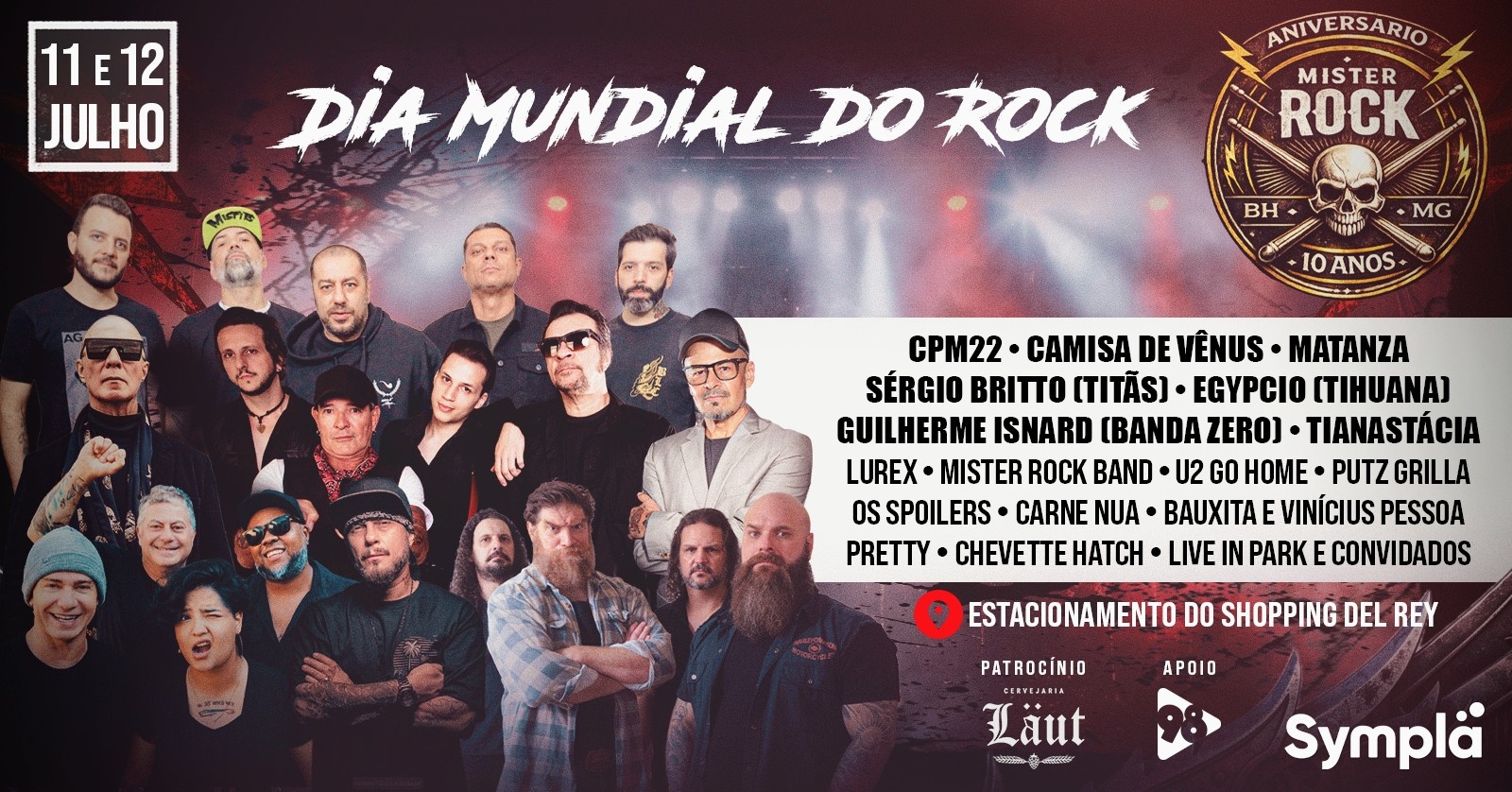 Dia Mundial do Rock: Cpm 22, Camisa de Vênus,, Matanza, Tianastácia, Sérgio Britto (titãs) e Mais! em Belo Horizonte