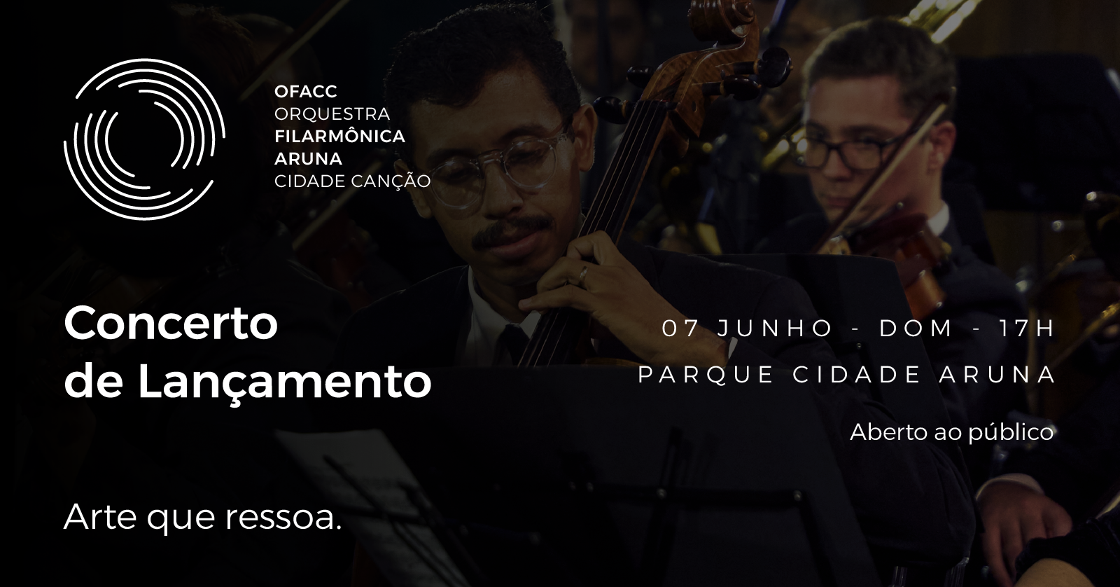 Image for the event: Concerto aberto | OFACC Orquestra Filarmômica Aruna Cidade Canção