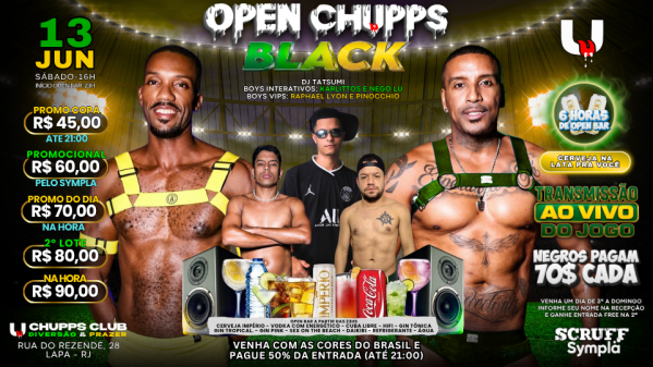 OPEN CHUPPS BLACK ESPECIAL COPA DO MUNDO em Rio de Janeiro - Sympla