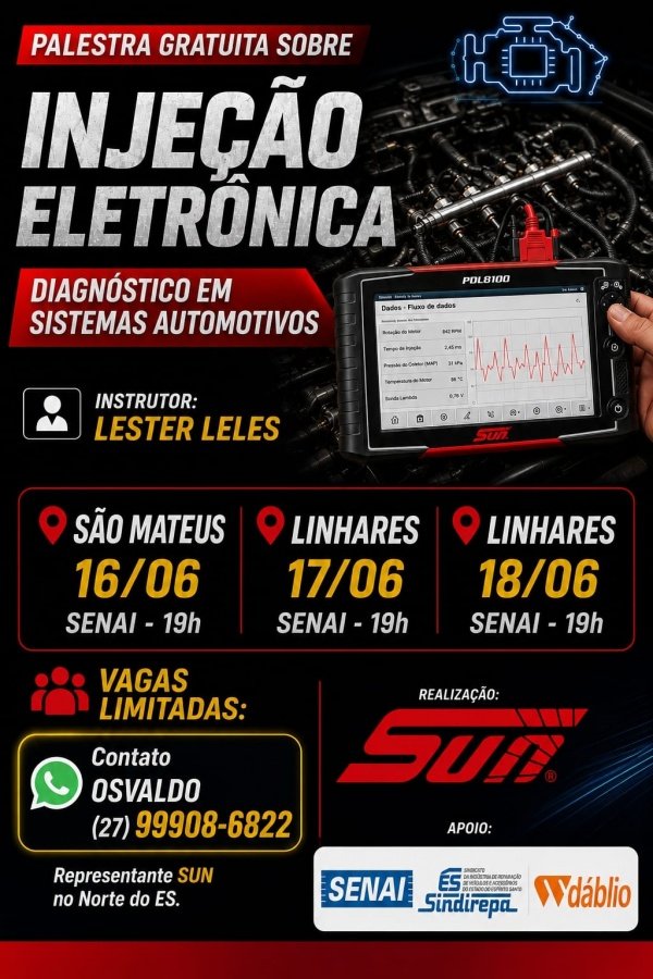 Imagem do evento PALESTRA GRATUITA SUN SÃO MATEUS - DIAGNOSTICO EM SISTEMAS AUTOMOTIVOS