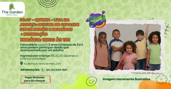 Imagem do evento 30/07 (quinta) - Oficina de  Capas de heróis + brincadeiras com a Recrearte