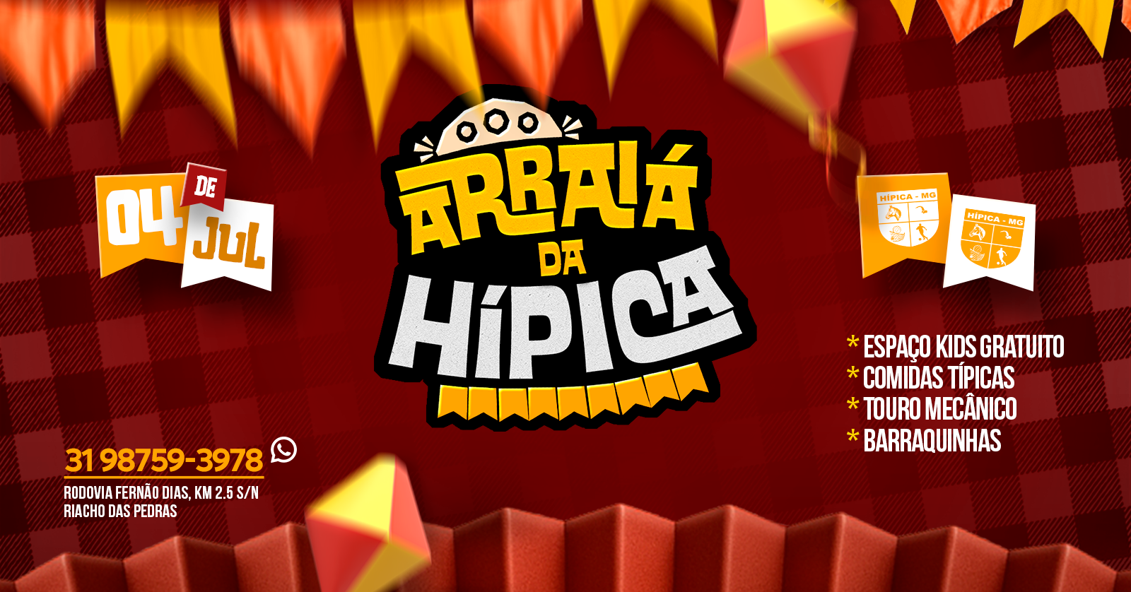ARRAIÁ DA HÍPICA | 04/07 |18H - Contagem, MG