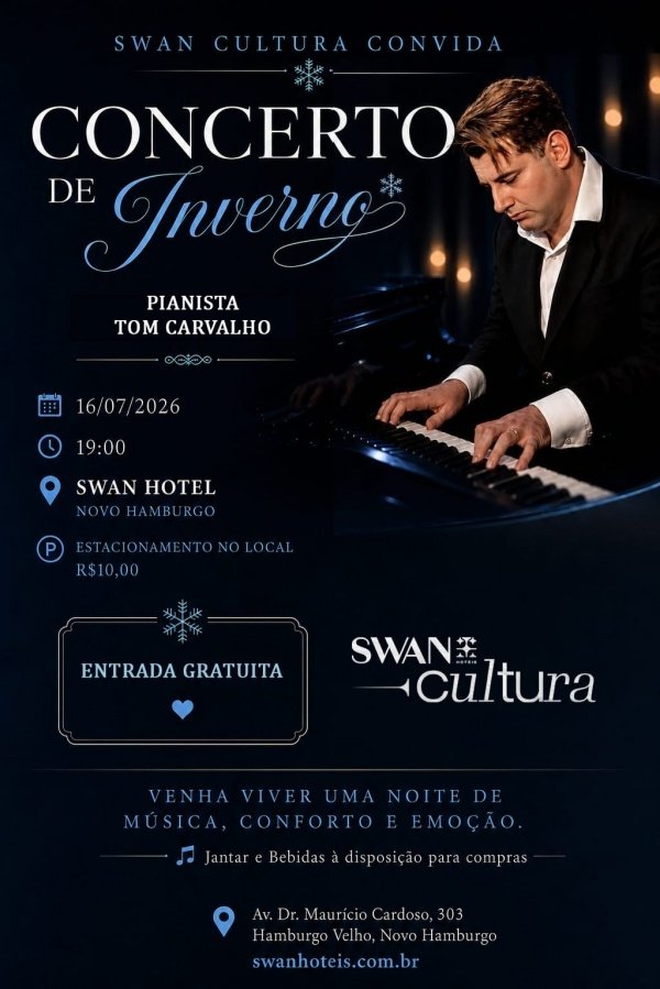 Concerto de Inverno - Pianista Tom Carvalho em Novo Hamburgo - Sympla