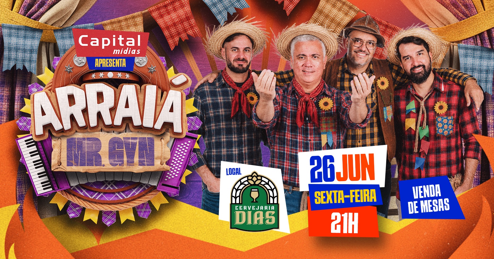ARRAIÁ MR. GYN - 26/06/26 - Na Cervejaria Dias - Goiânia, GO