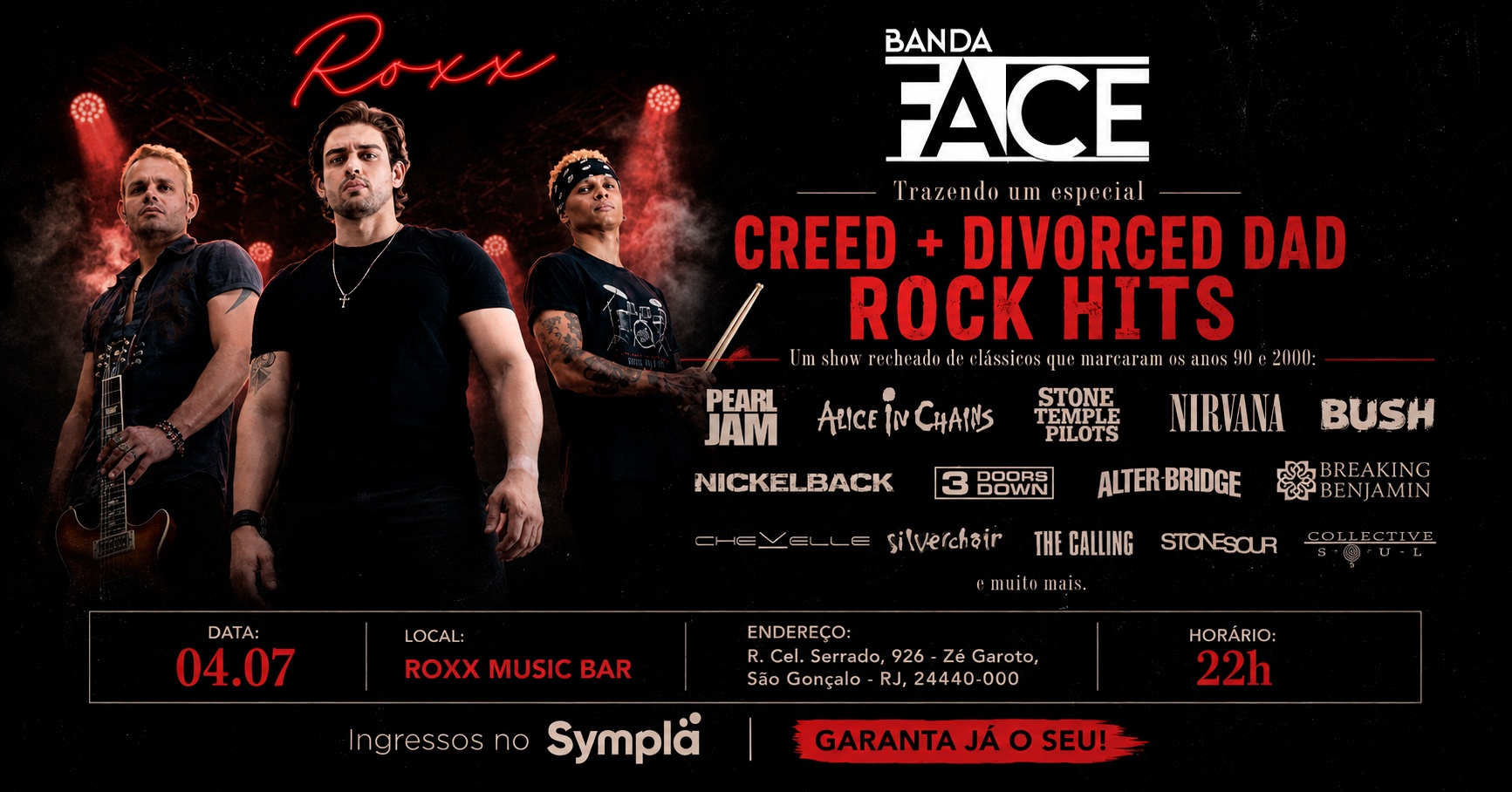 Banda Face no Roxx Music Bar - Especial Creed + Divorced Dad Rock Hits - São Gonçalo, RJ
