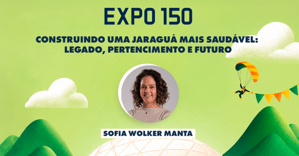 Cartaz da palestra Construindo uma Jaraguá Mais Saudável: legado, pertencimento e futuro.