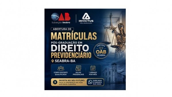 Imagem do evento Pós-graduação em Direito Previdenciário - Seabra/BA