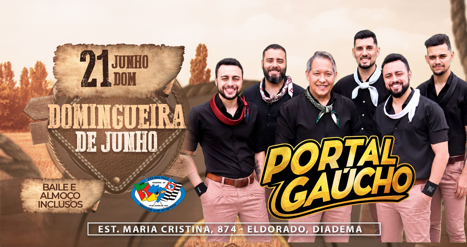 DOMINGUEIRA DE JUNHO! Show do grupo PORTAL GAÚCHO! - Diadema, SP