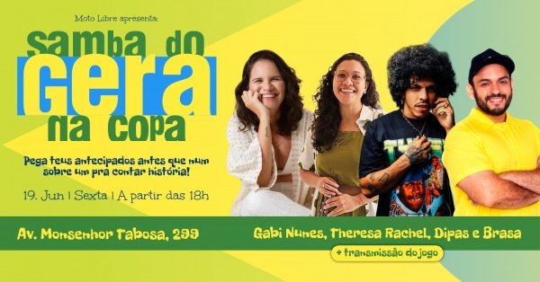 Imagem do evento Samba do Gera ~ Gabi Nunes, Dipas, Brasa e Theresa Rachel