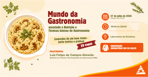 Imagem do evento Mundo da Gastronomia associado a Nutrição e Técnicas básicas de Gastronomia