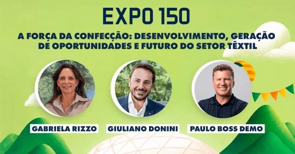 Cartaz da palestra A Força da Confecção: desenvolvimento, geração de oportunidades e futuro do setor têxtil.