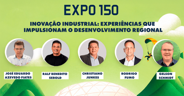 Cartaz da palestra Inovação Industrial: experiências que impulsionam o desenvolvimento regional.