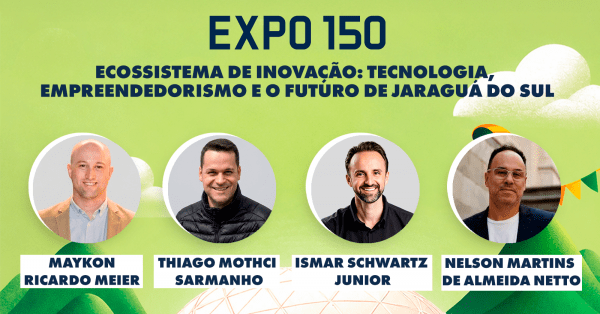 Cartaz da palestra Ecossistema de Inovação: tecnologia, empreendedorismo e o futuro de Jaraguá do Sul.